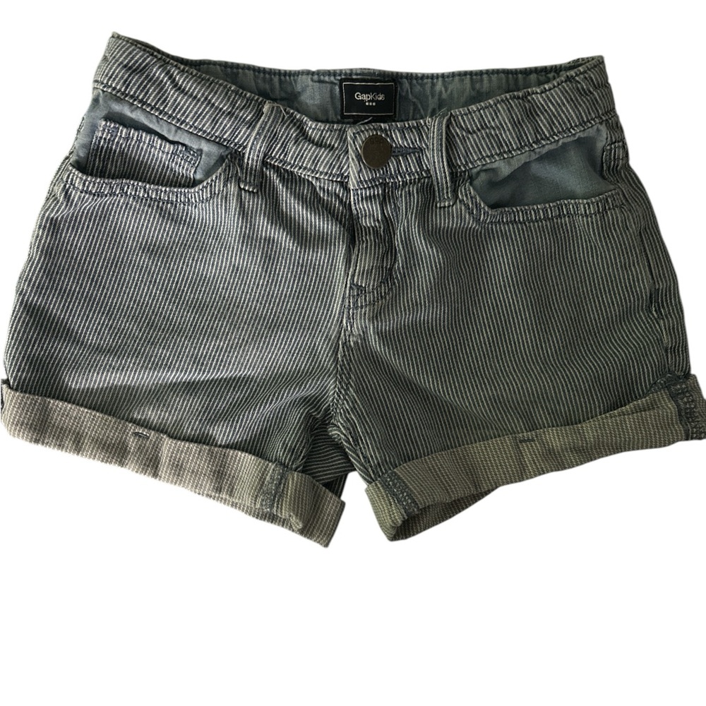 GAP Striped Blue Jean Shorts Relaxed Fit‎ Cuffed Hem GIRLS 6